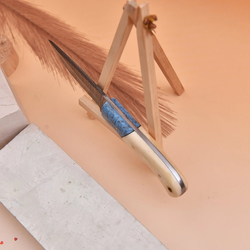 8' Handmade damascus steel knife with leather sheath