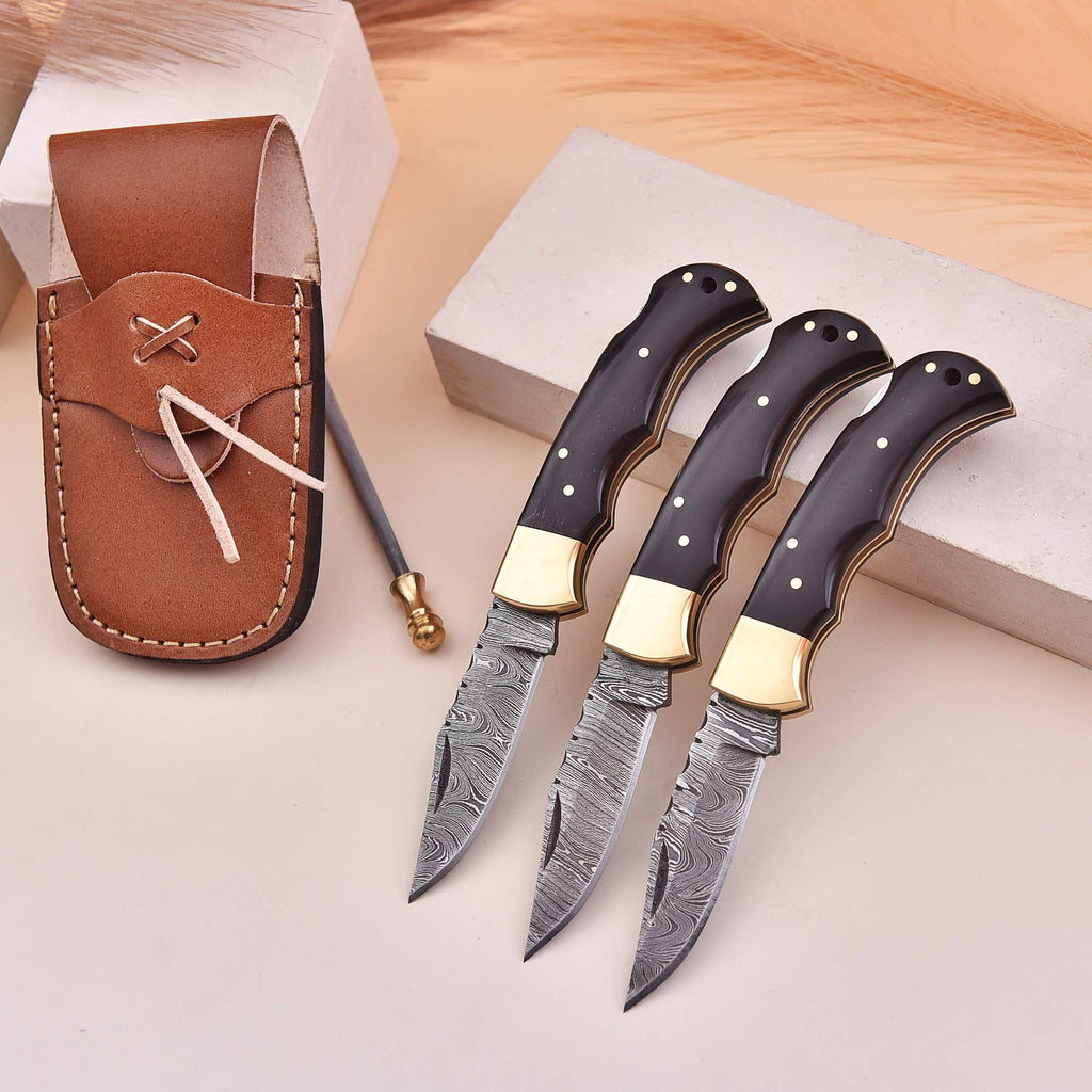 6.5' Handmade damascus folding knife, Pocket Knife