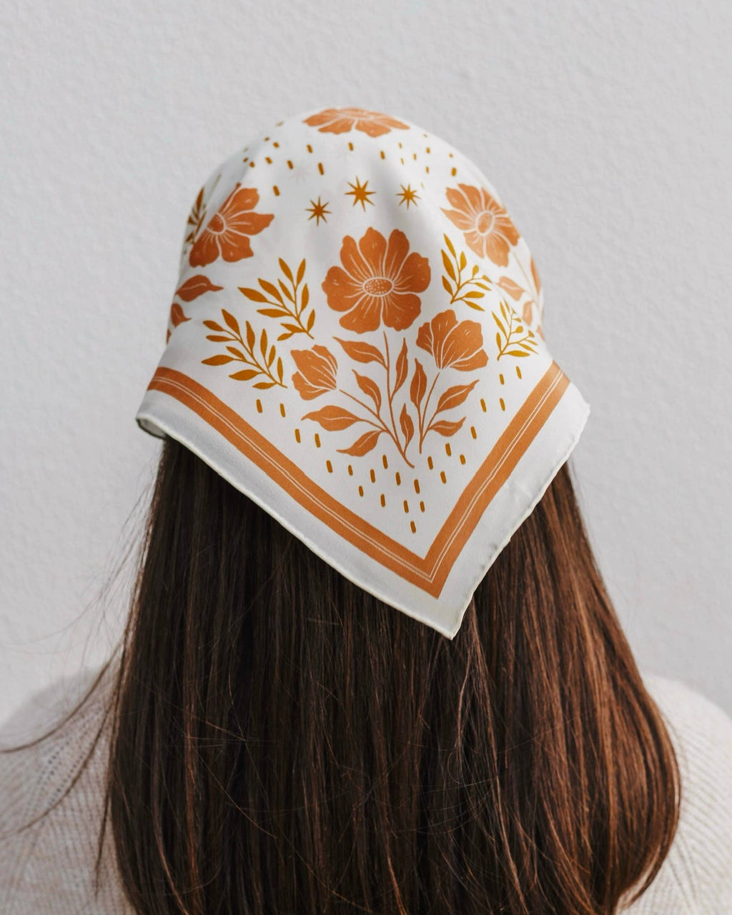 100% Silk Bandana Scarf - Desert Floral Western Earth Tones