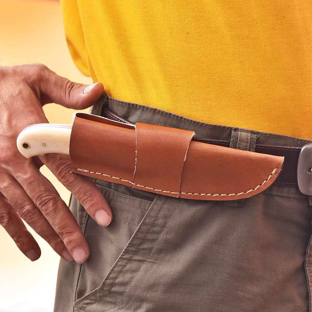 8' Handmade damascus steel knife with leather sheath