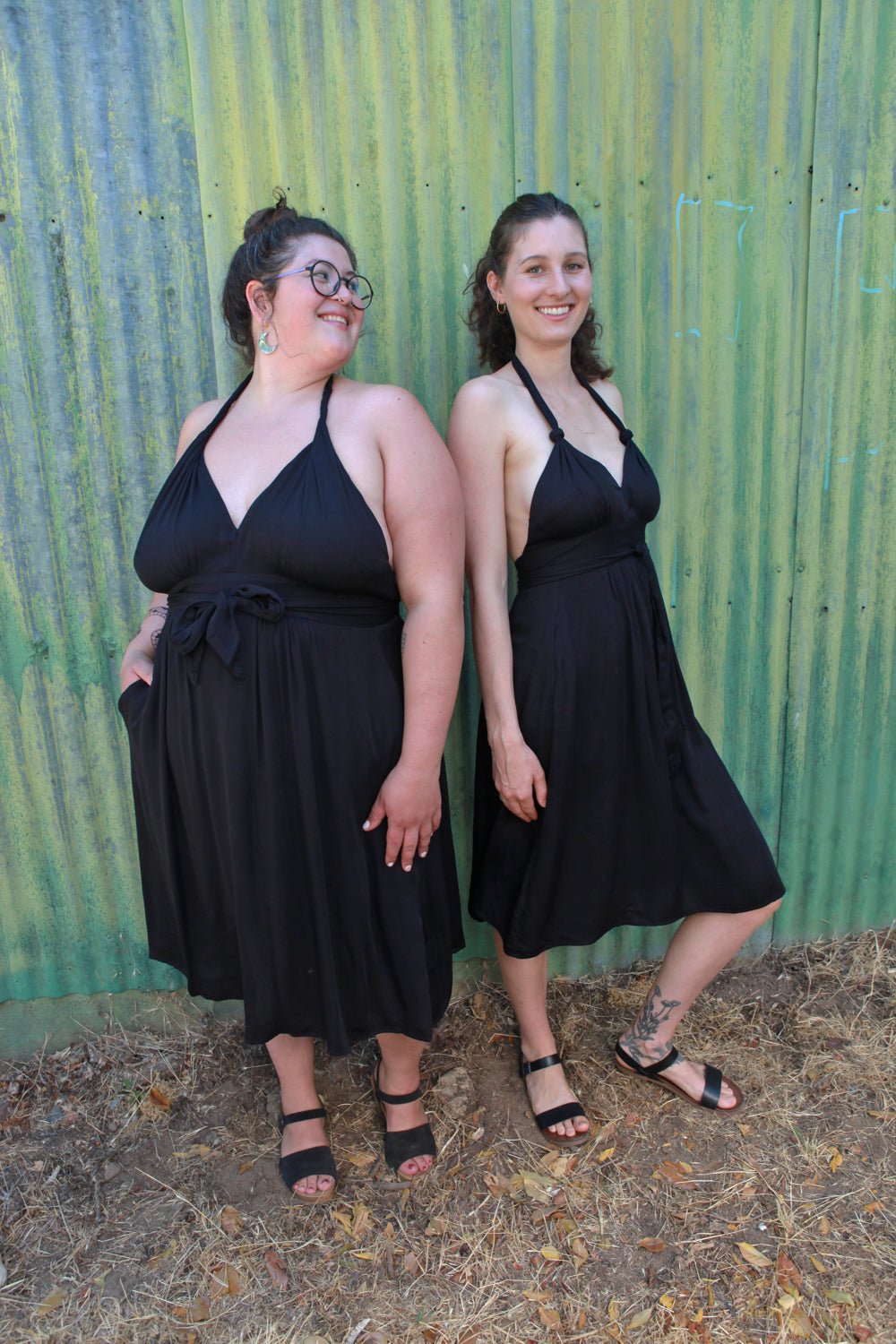 Monroe Dress in Black Sateen