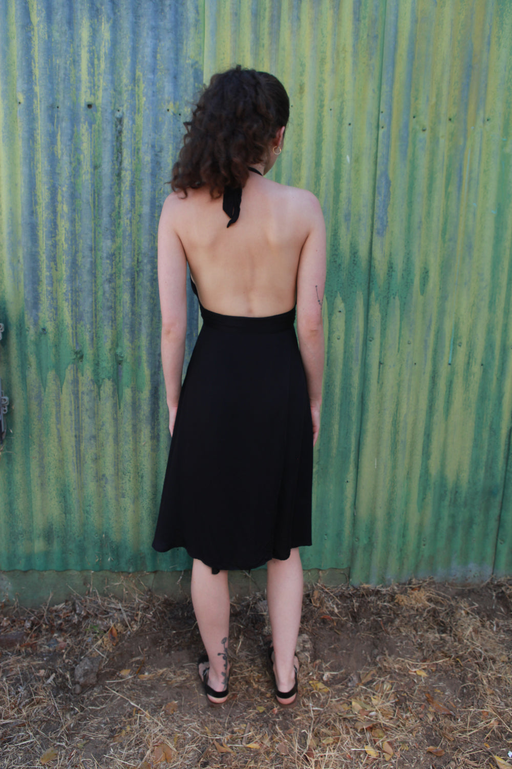 Monroe Dress in Black Sateen