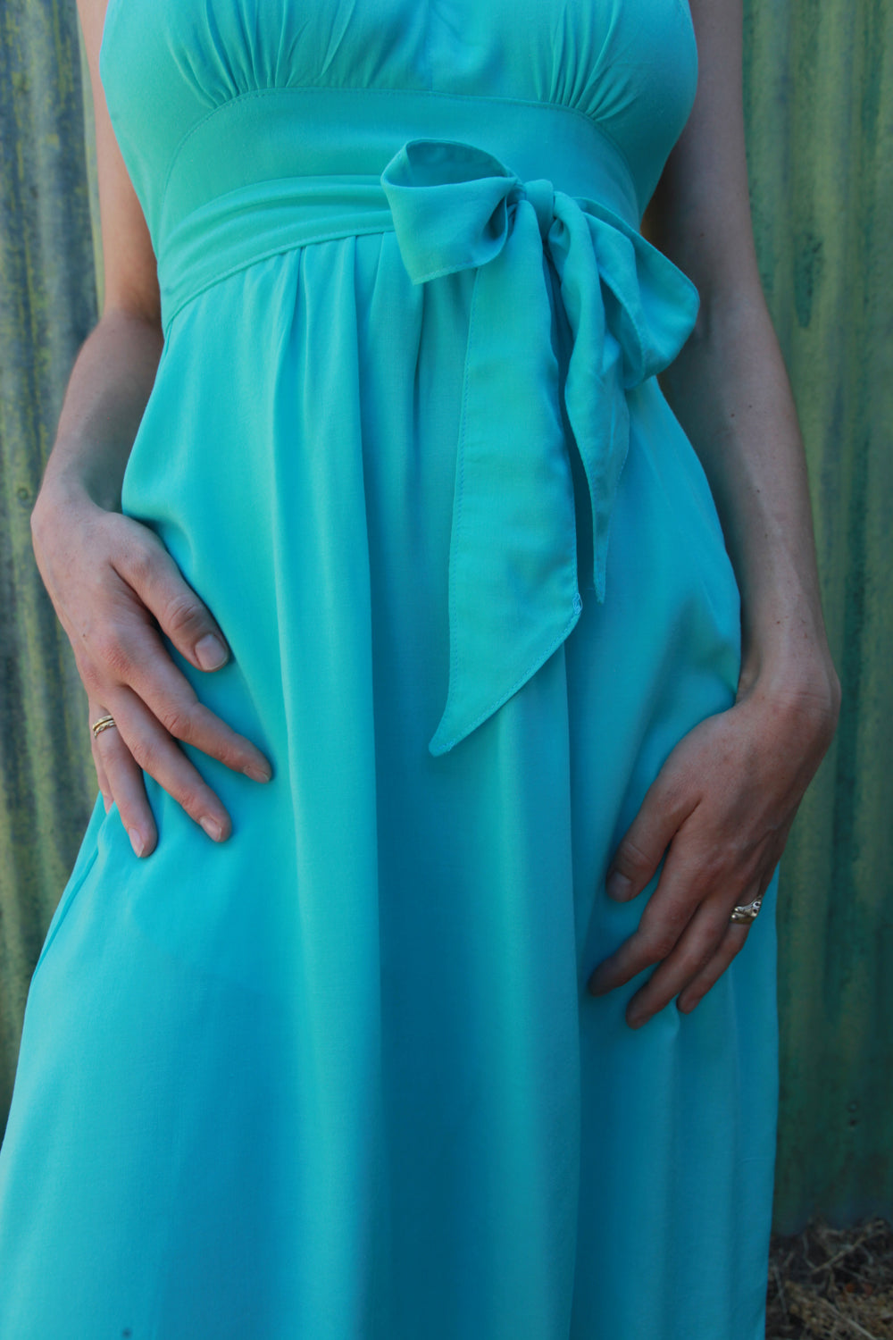 Monroe Dress in Sea Foam Challis