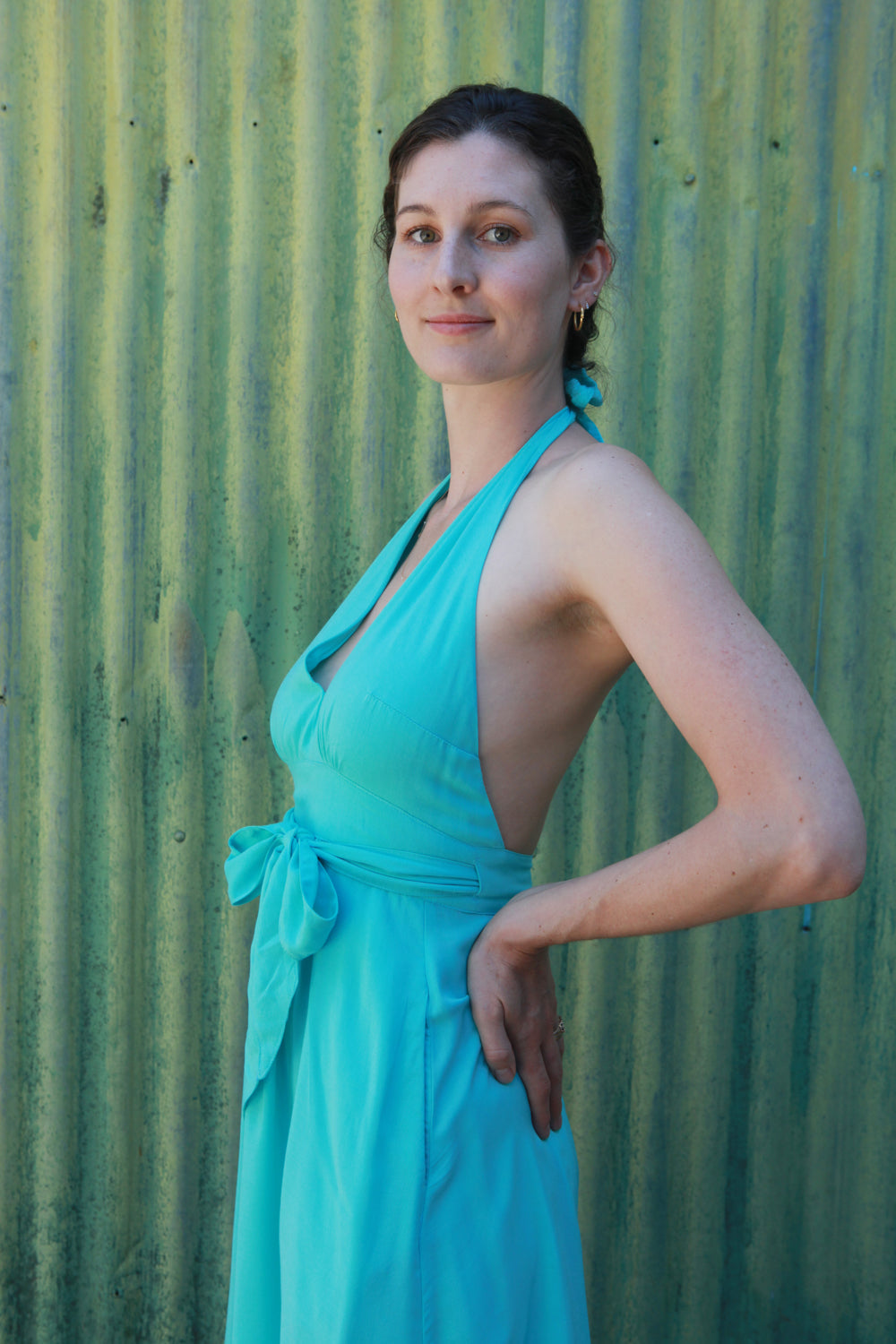 Monroe Dress in Sea Foam Challis