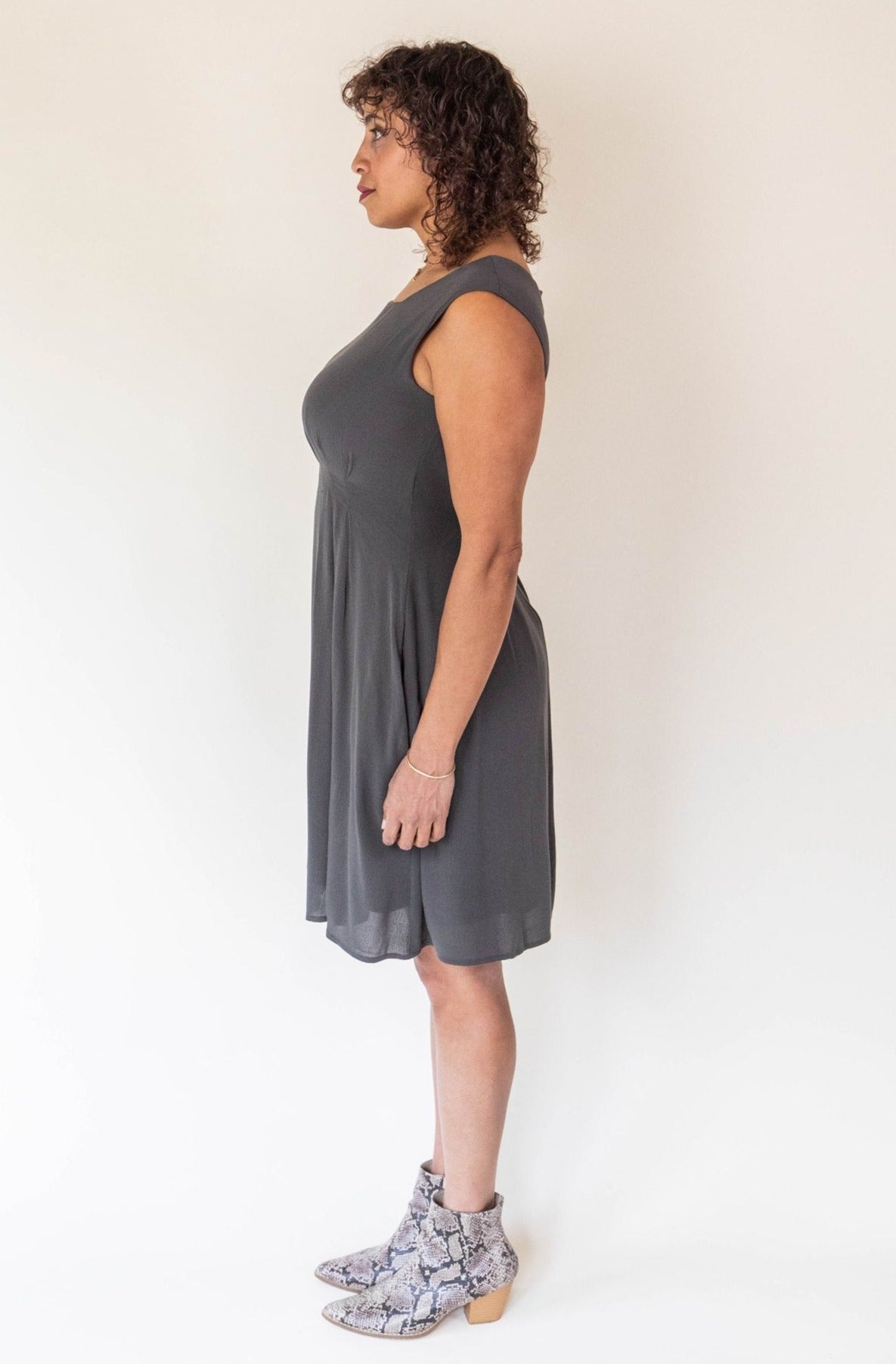 Pleiades Dress in Olive Crepe