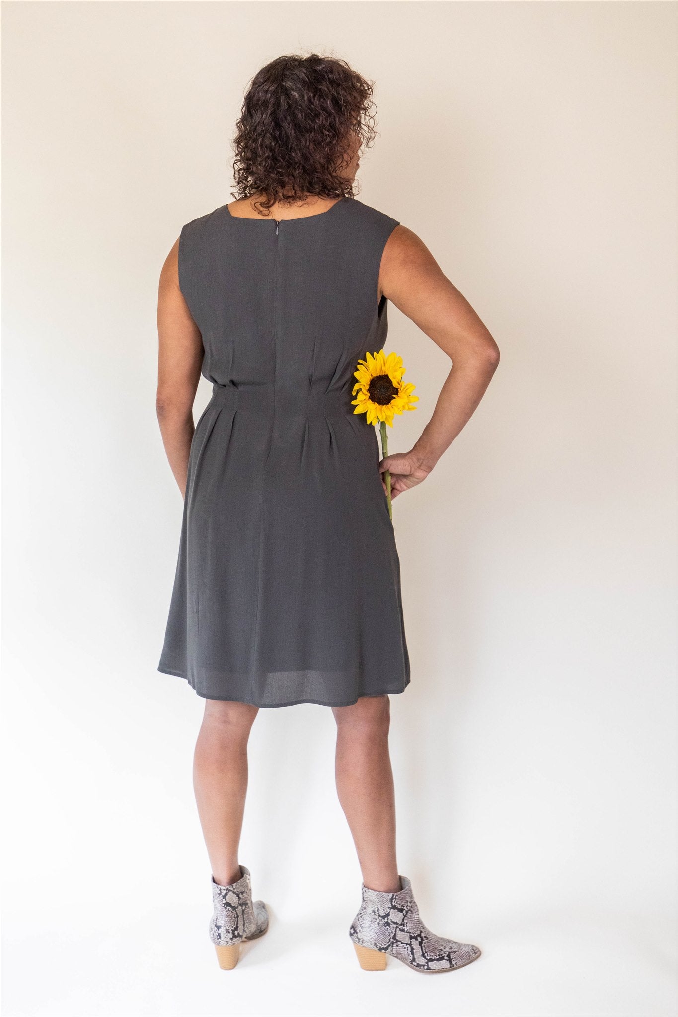 Pleiades Dress in Olive Crepe