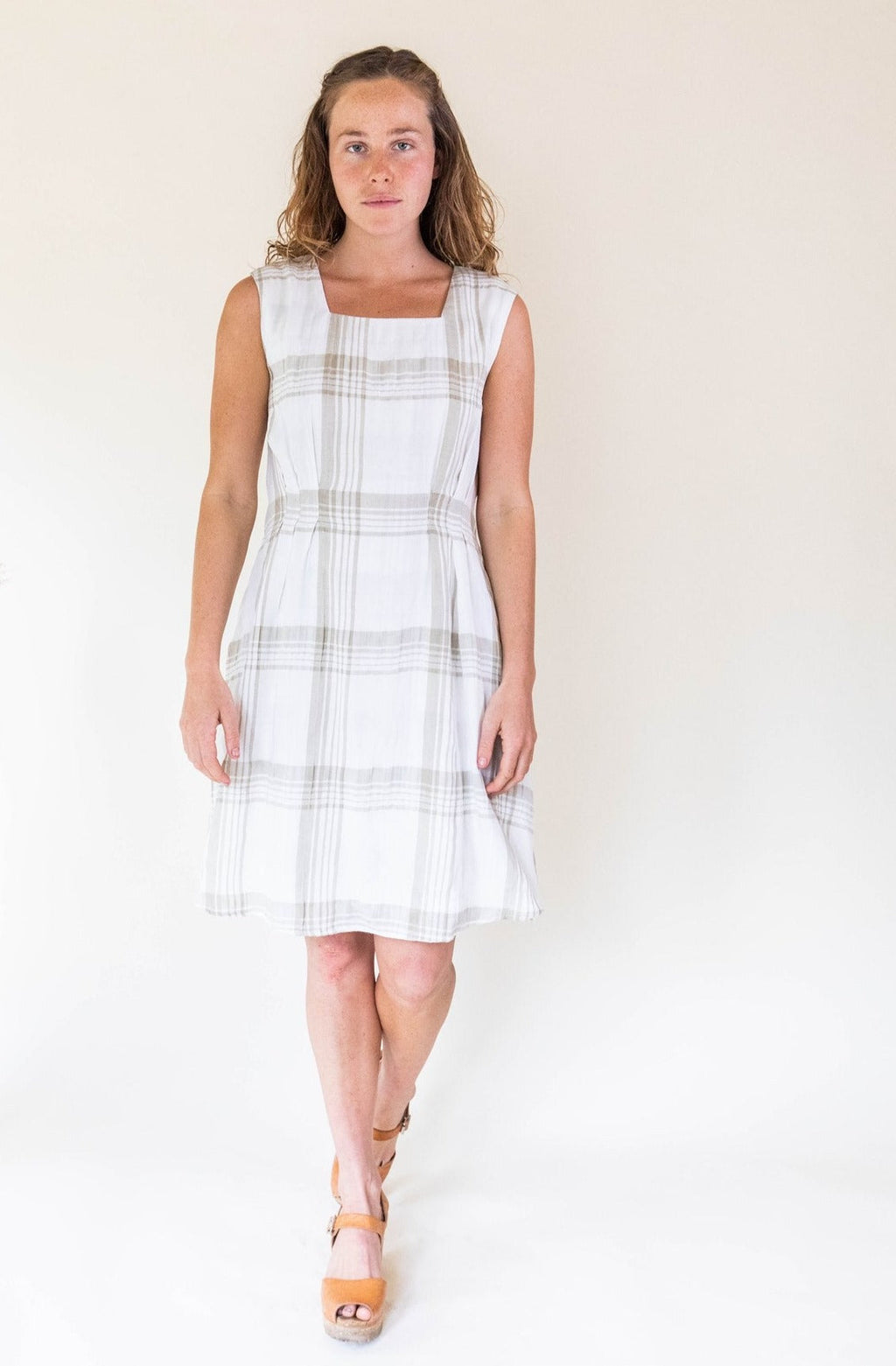 Pleiades Dress in Plaid Ivory