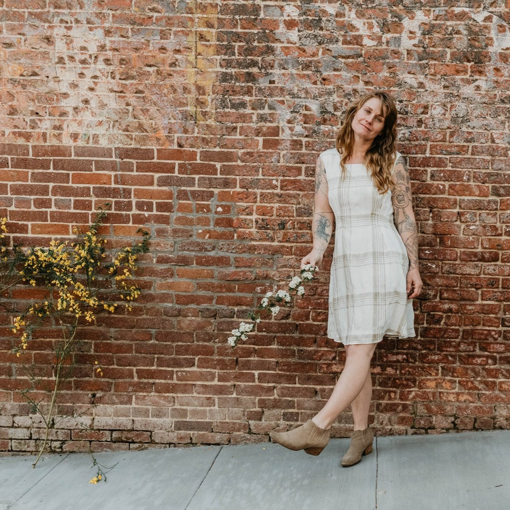 Pleiades Dress in Plaid Ivory
