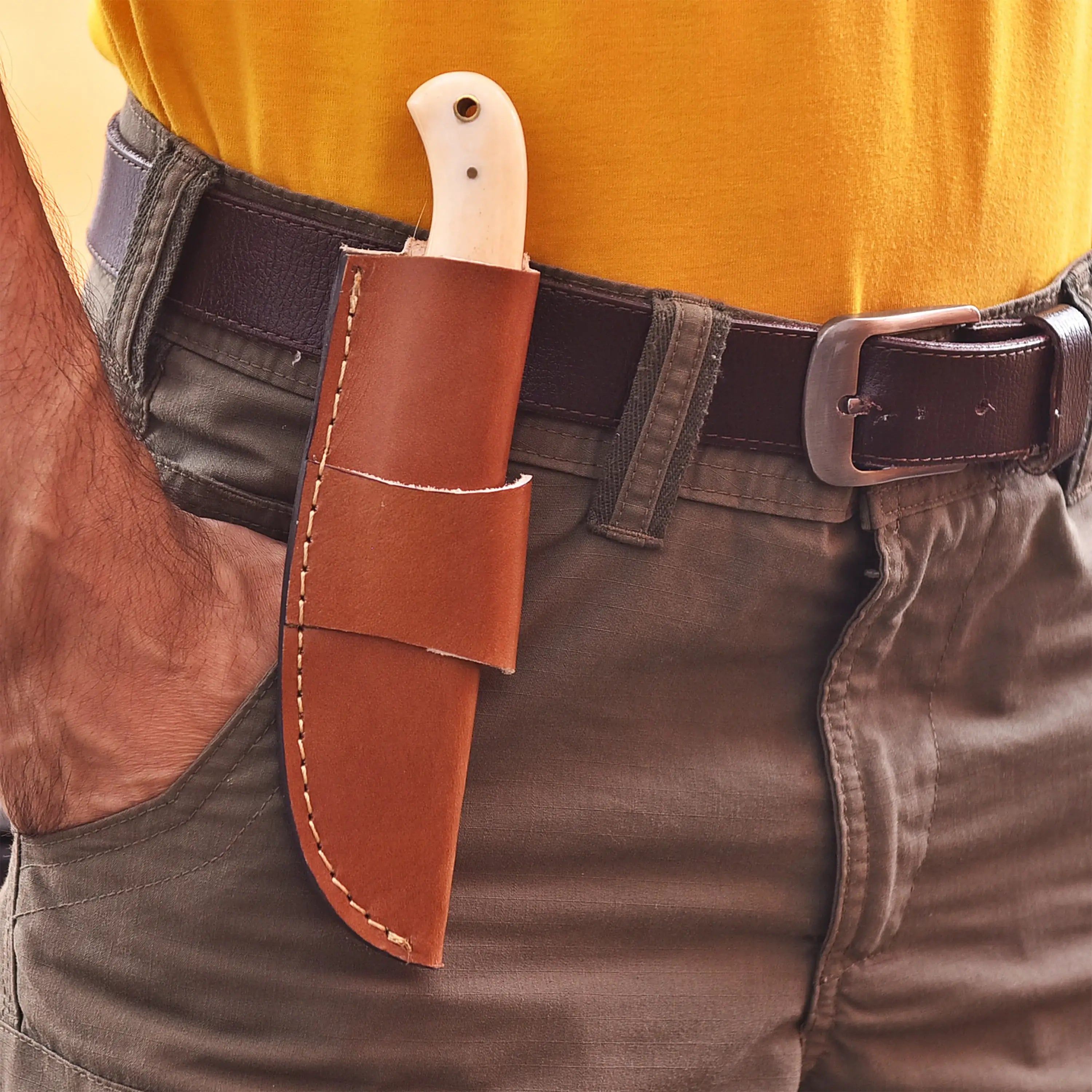 8' Handmade damascus steel knife with leather sheath