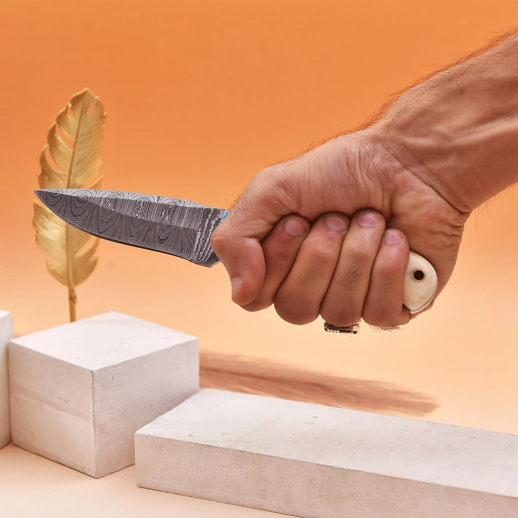 8' Handmade damascus steel knife with leather sheath