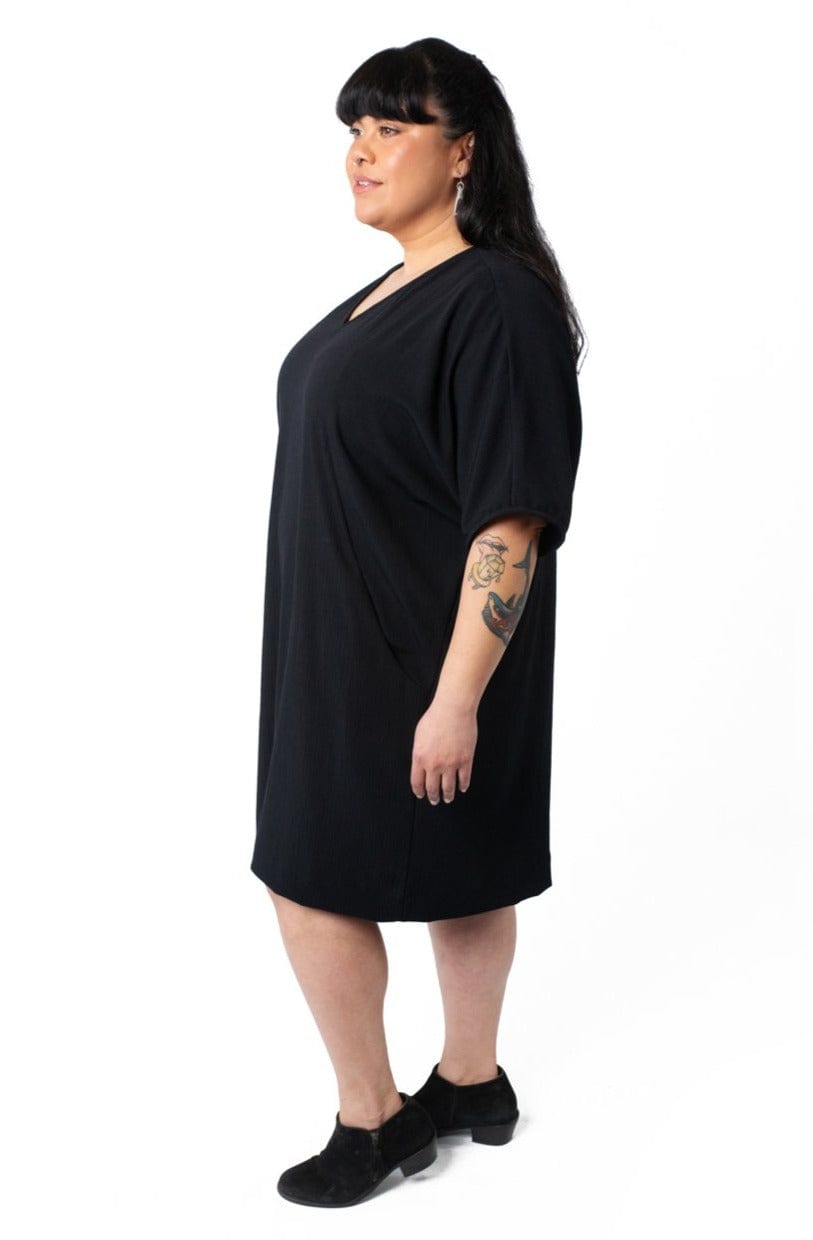 Cocoon Dress in Black Crepe