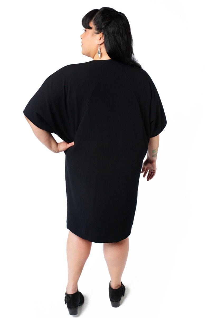 Cocoon Dress in Black Crepe