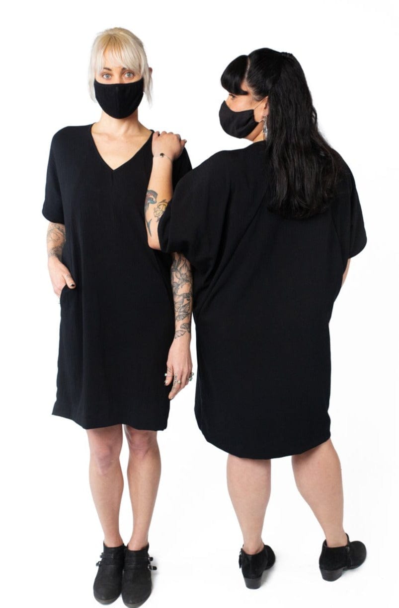 Cocoon Dress in Black Crepe