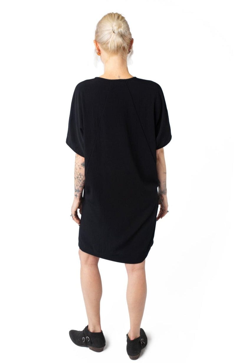 Cocoon Dress in Black Crepe