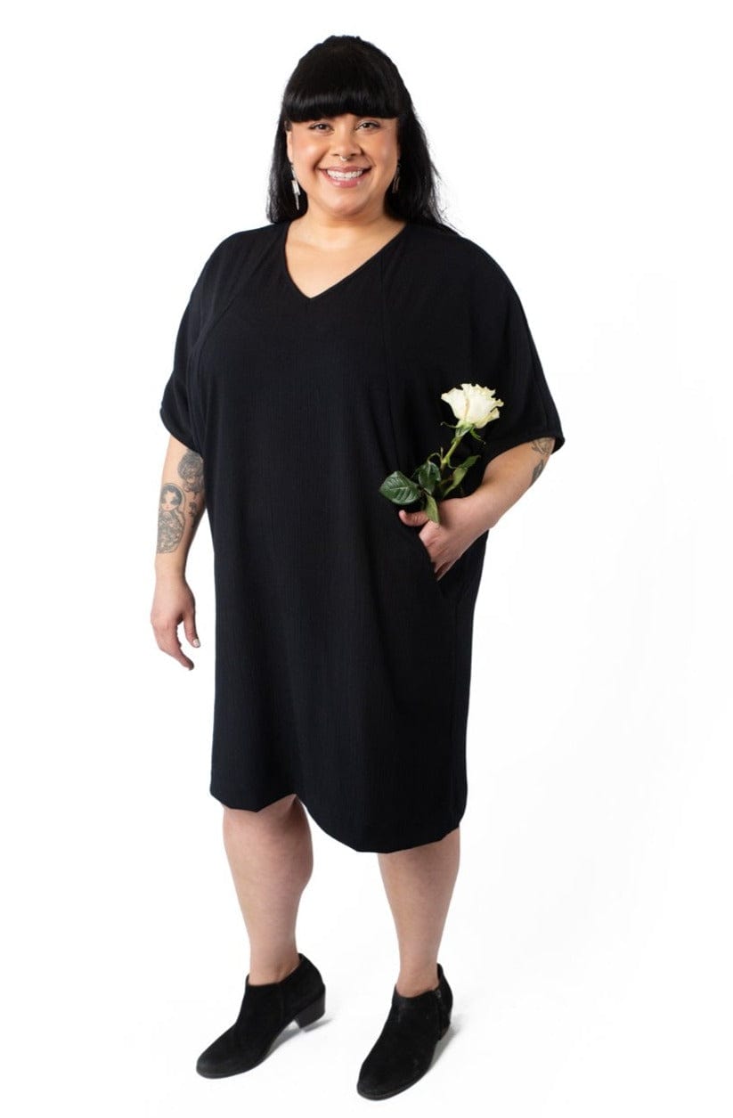 Cocoon Dress in Black Crepe