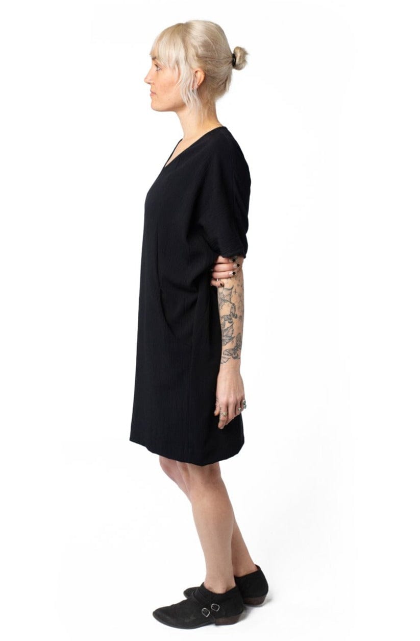 Cocoon Dress in Black Crepe