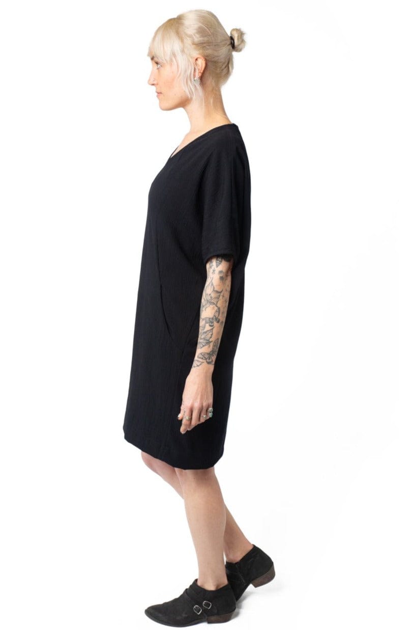 Cocoon Dress in Black Crepe