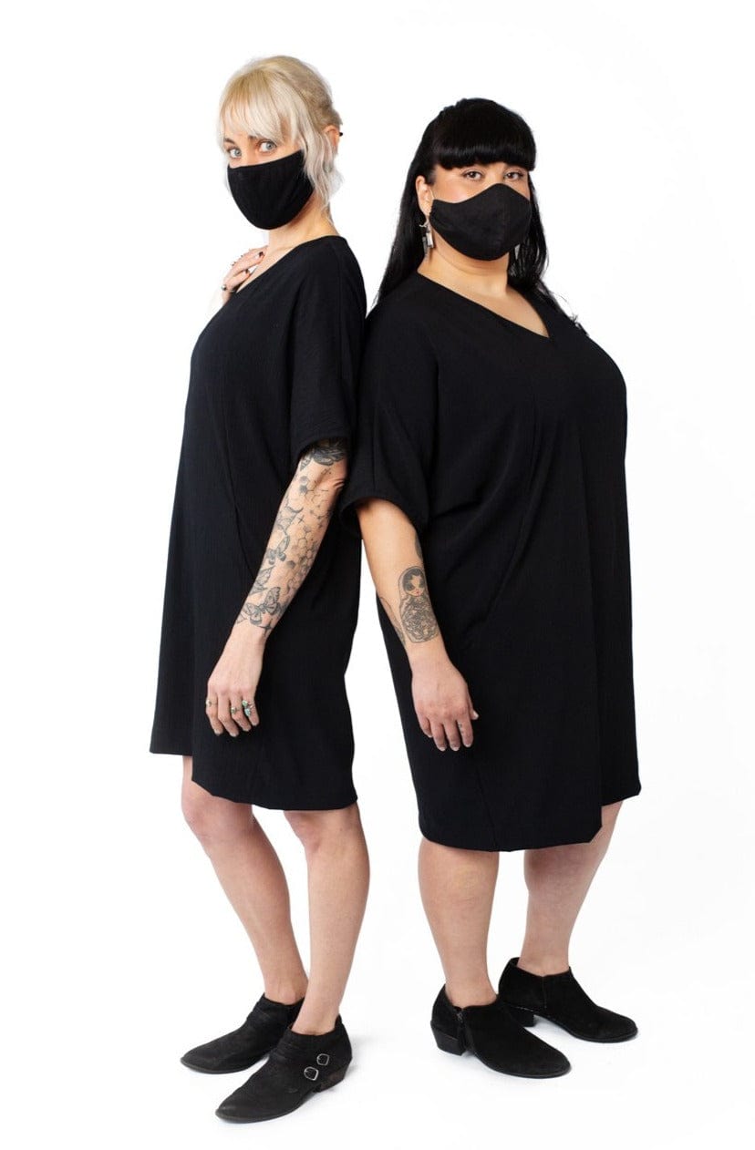 Cocoon Dress in Black Crepe