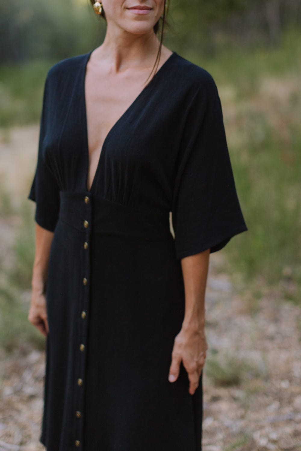 Finley Dress in Black Linen