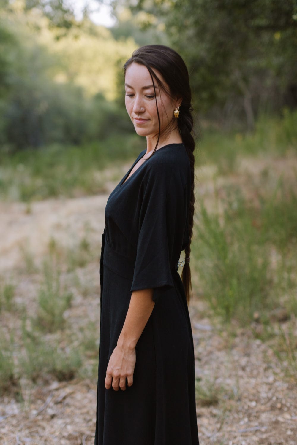 Finley Dress in Black Linen