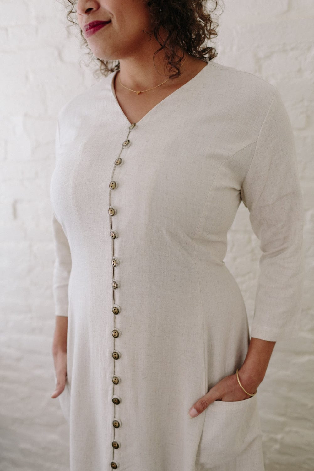 Fiona Dress in Oat Linen