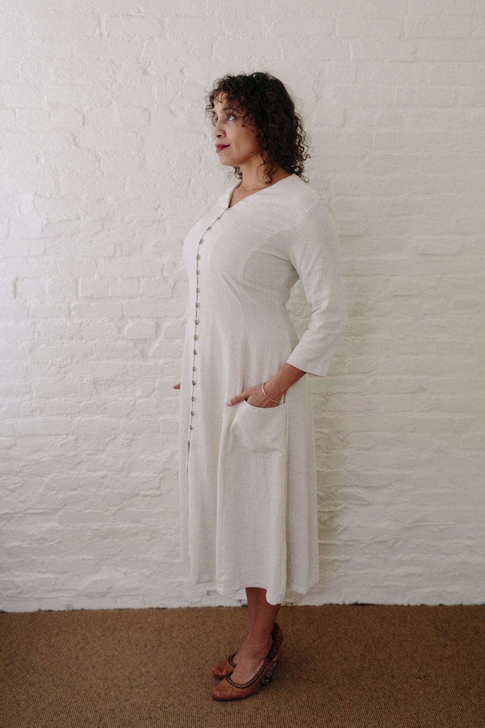 Fiona Dress in Oat Linen