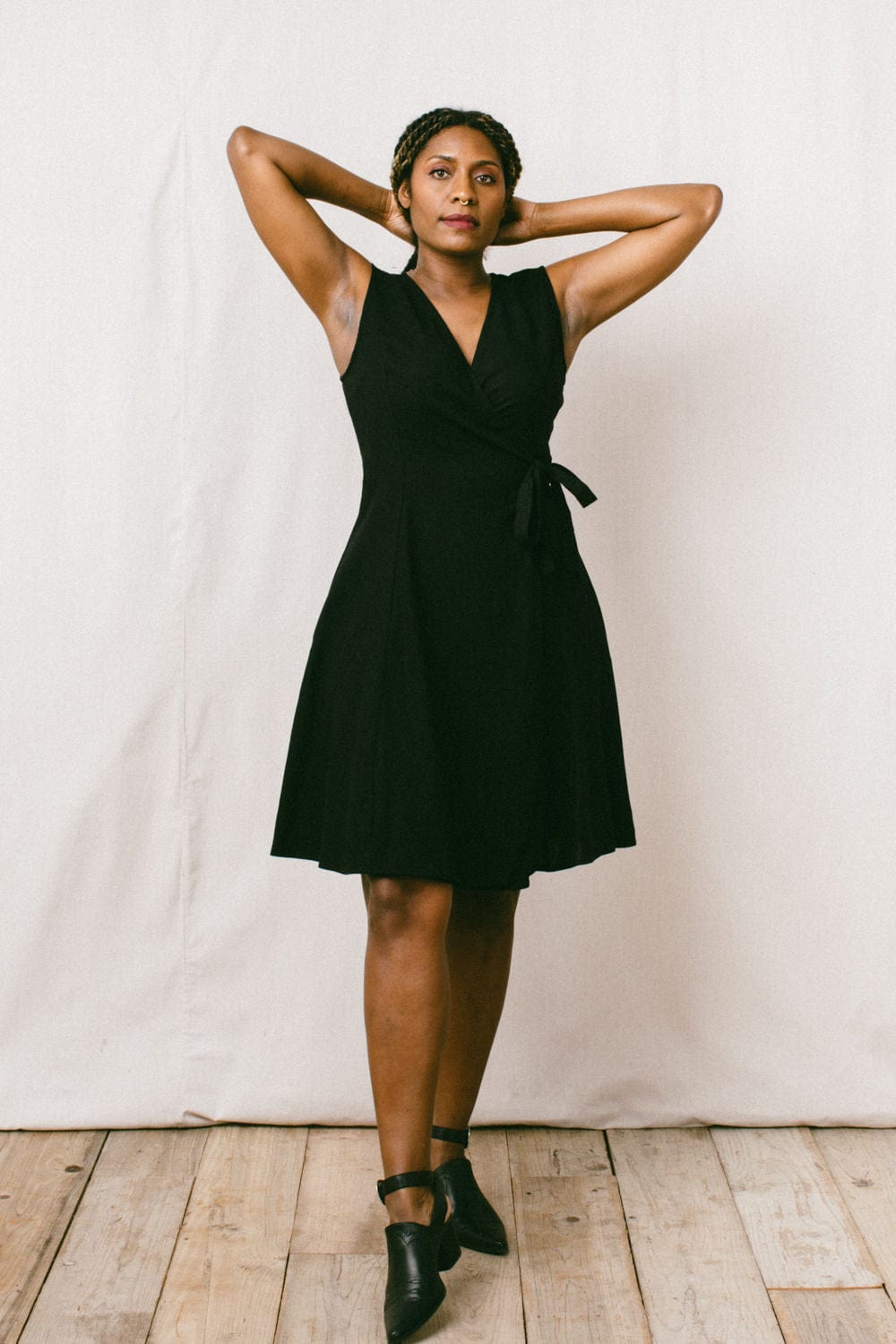 Thea Dress in Black Linen