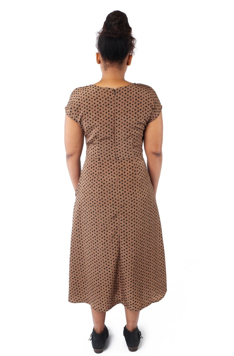 Tatiana Dress in Mocha Dot