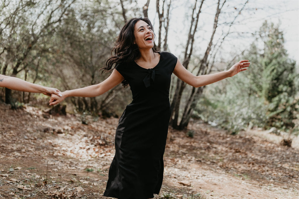 Tatiana Dress in Black Challis